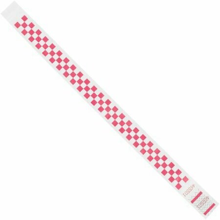 BSC PREFERRED 3/4 x 10'' Pink Checkerboard Tyvek Wristbands, 500PK S-15234P